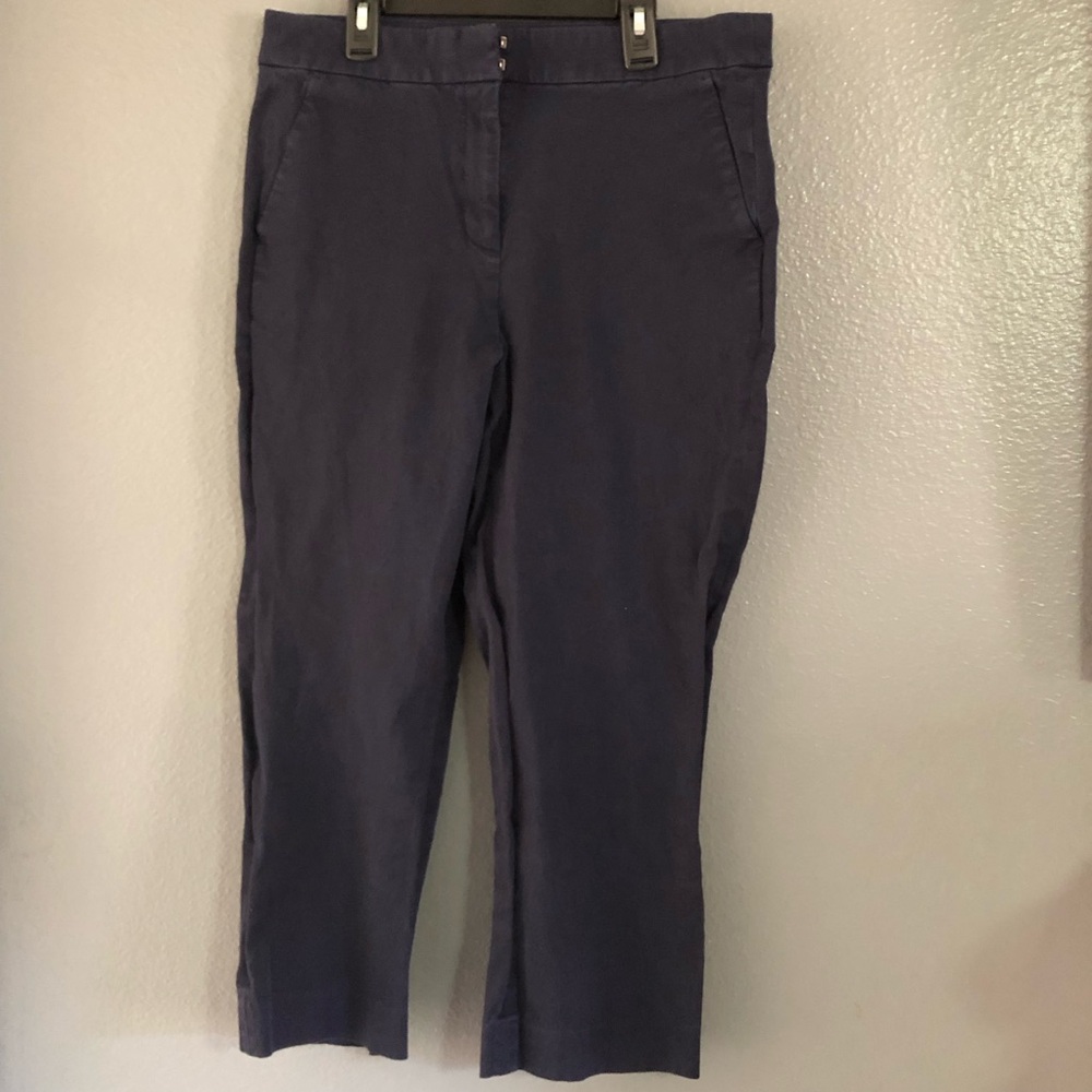 J. Crew Kate Straight-leg Pant Navy Blue. GUC. Size 12 petite.